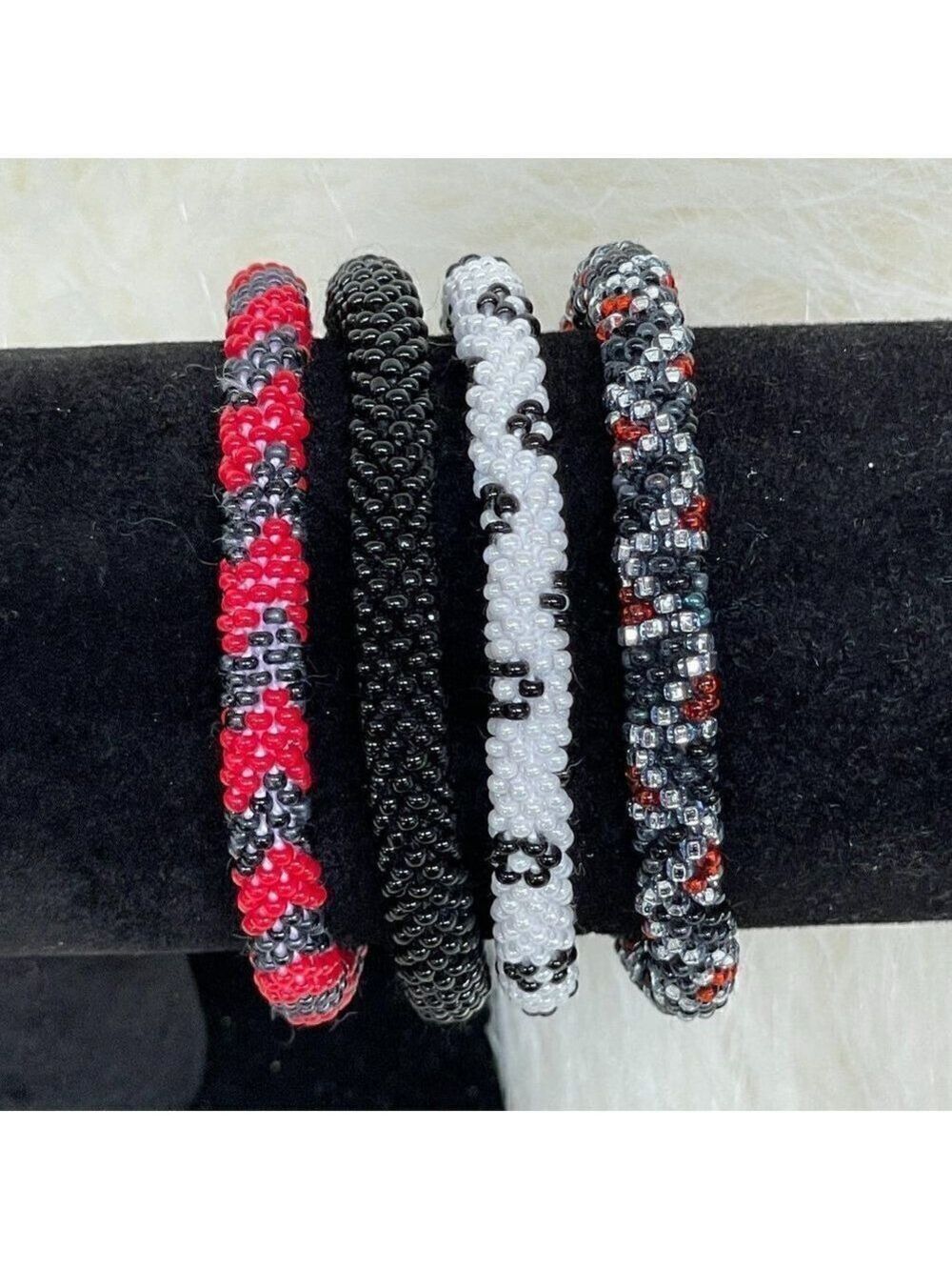 HAND CRAFTED in Nepal Beaded Bracelets (set of 4) #677